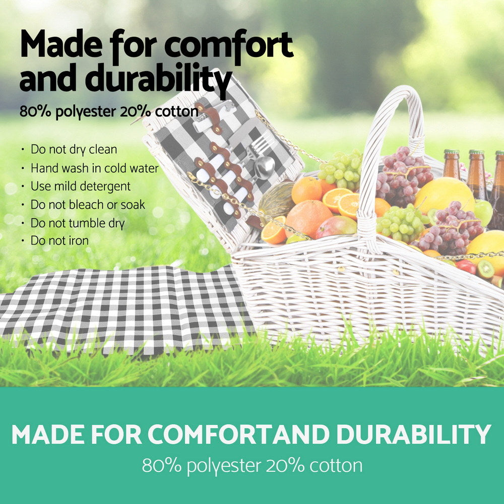 Alfresco 2 Person Willow Picnic Basket Set with Blanket