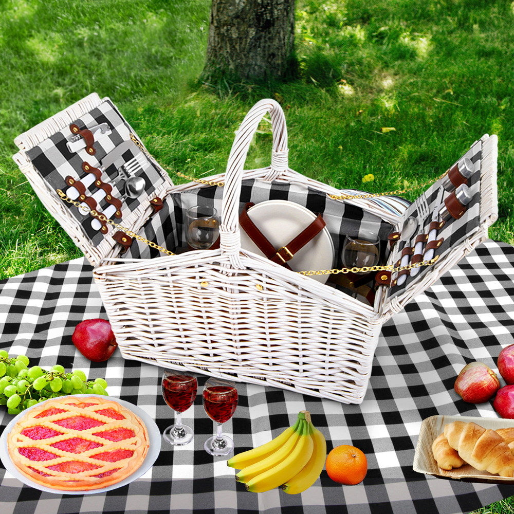 Alfresco 2 Person Willow Picnic Basket Set with Blanket