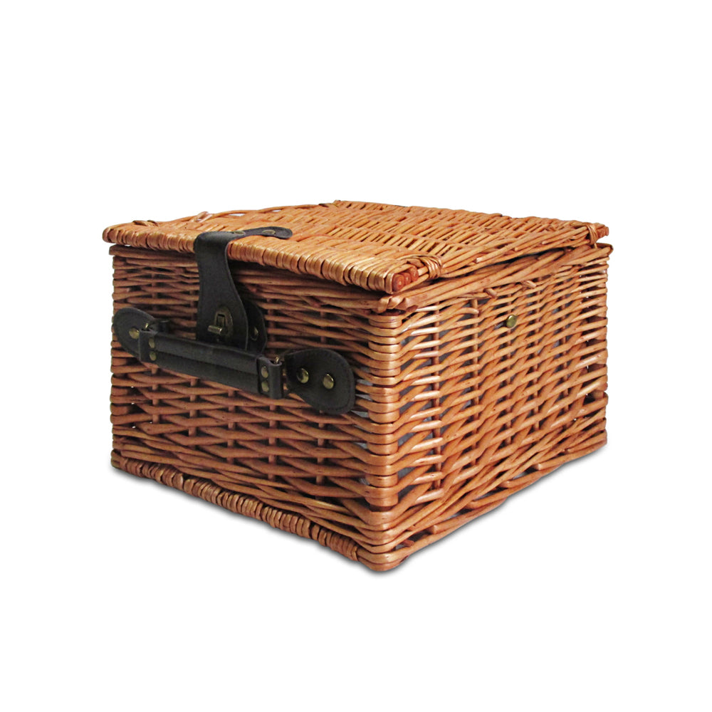 Alfresco 2 Person Picnic Basket Set Insulated with Blanket Brown