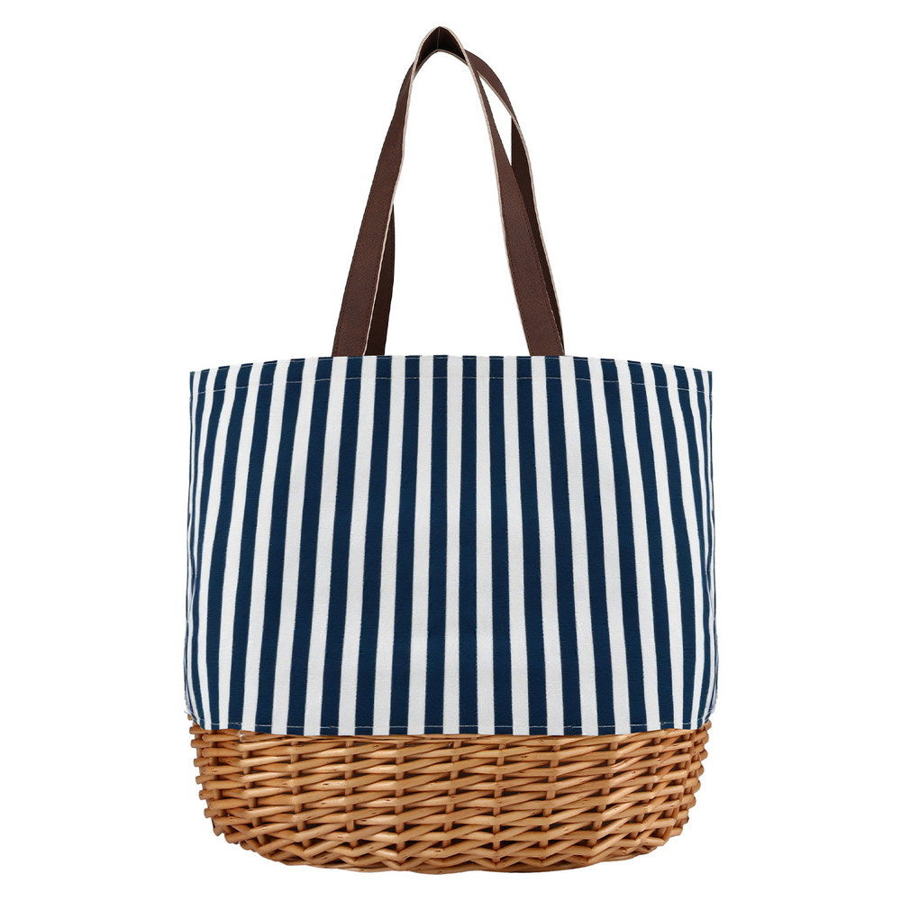 Alfresco 4-Person Picnic Basket Set Insulated Dark Blue/White