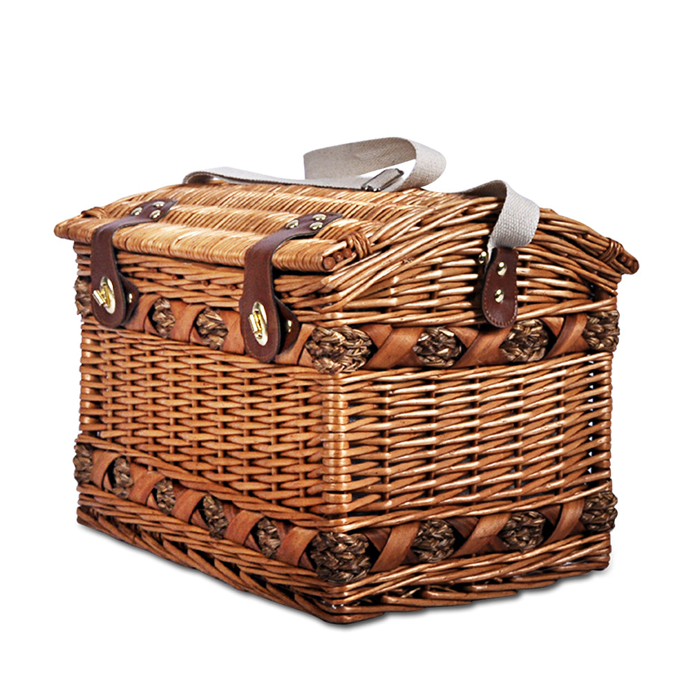 Alfresco 4-Person Picnic Basket Set with Blanket Brown