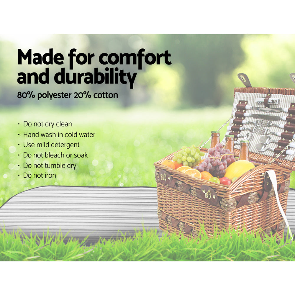 Alfresco 4-Person Picnic Basket Set with Blanket Brown