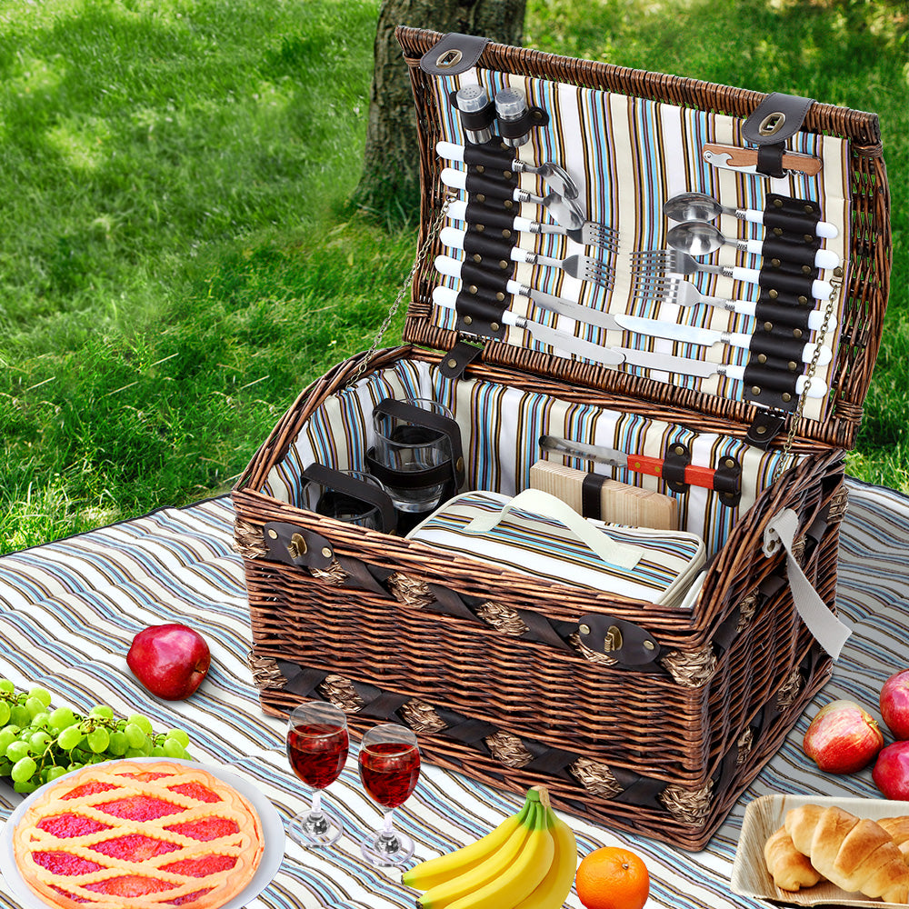 Alfresco 4 Person Picnic Basket Set with Blanket