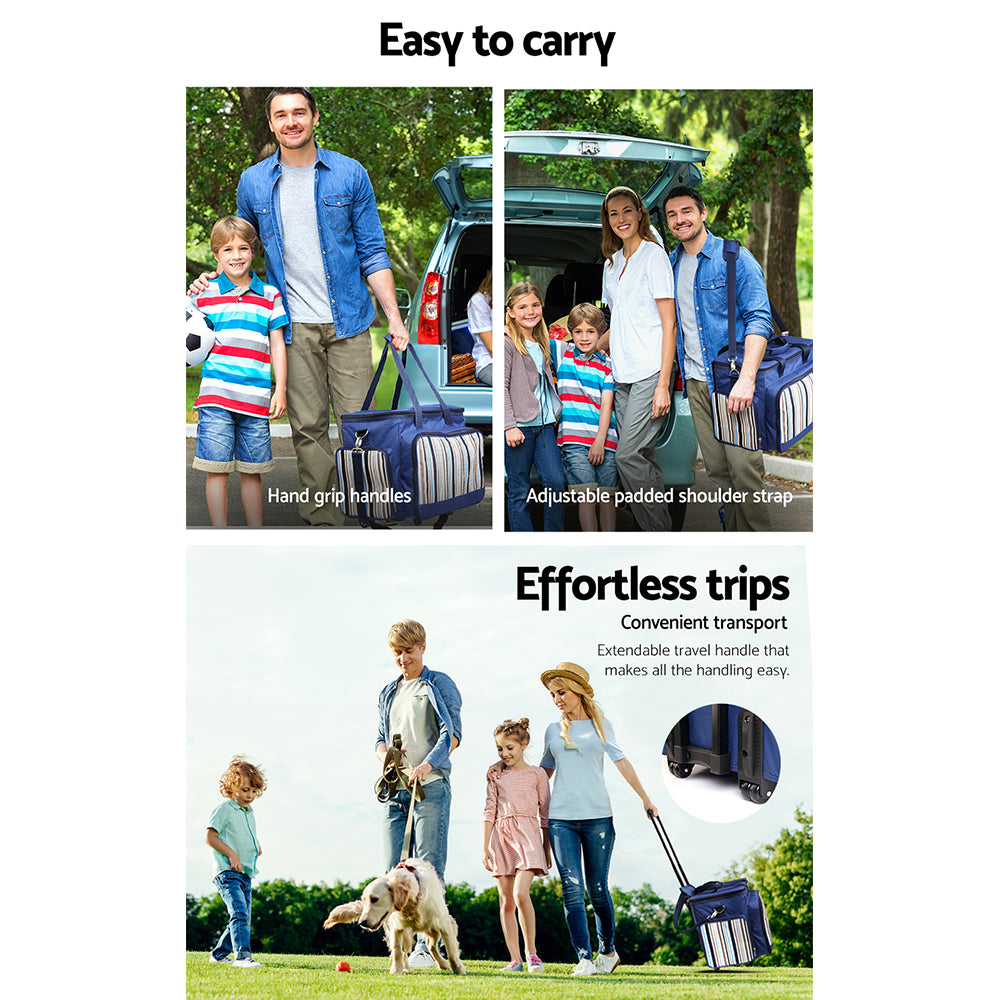Alfresco 6-Person Picnic Trolley Bag Insulated with Wheels