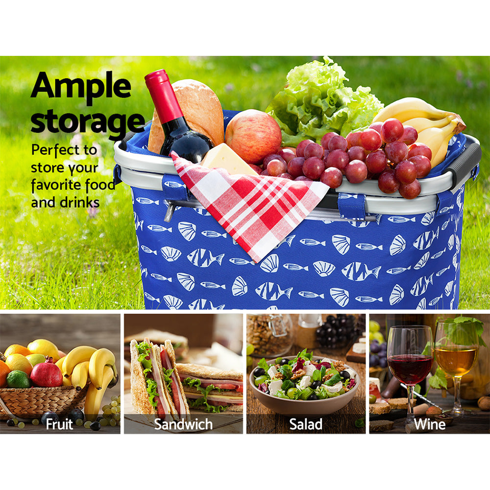Alfresco Insulated Picnic Basket Folding Hamper