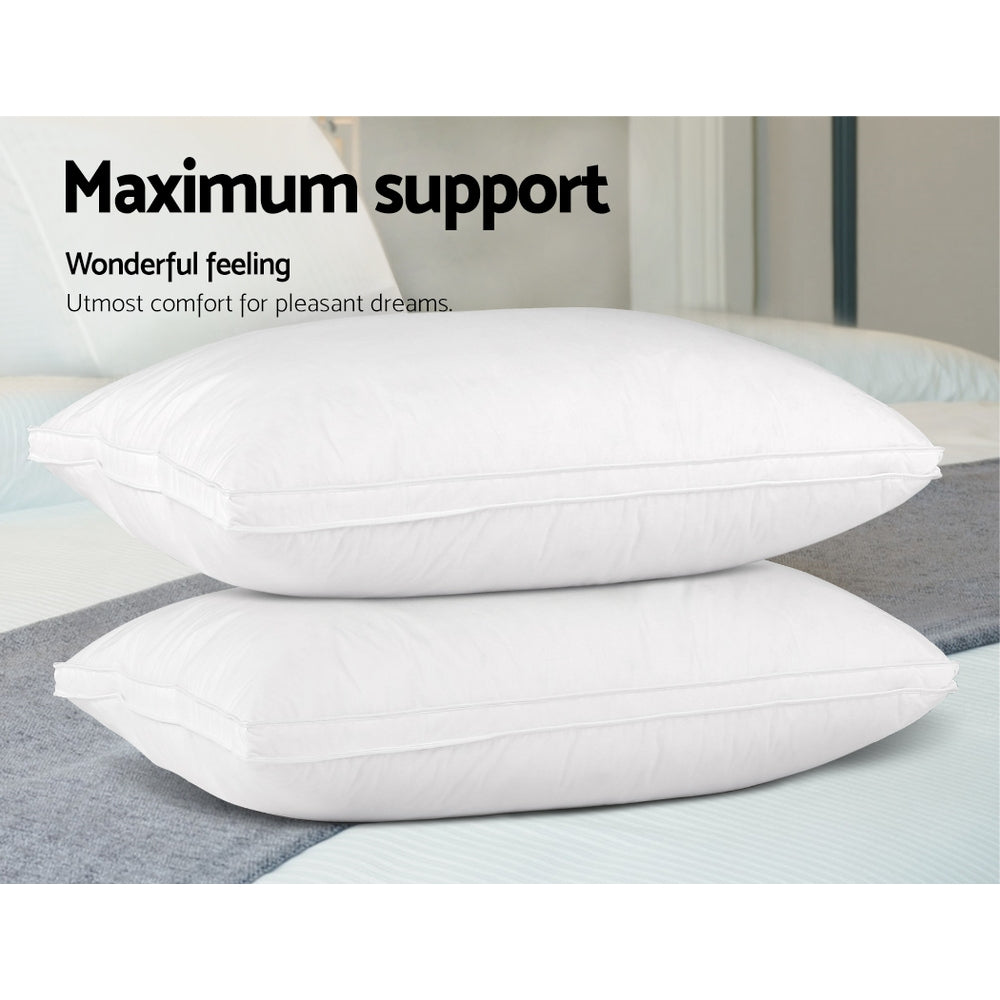 Giselle Twin Pack Duck Feather Down Pillows Luxury White