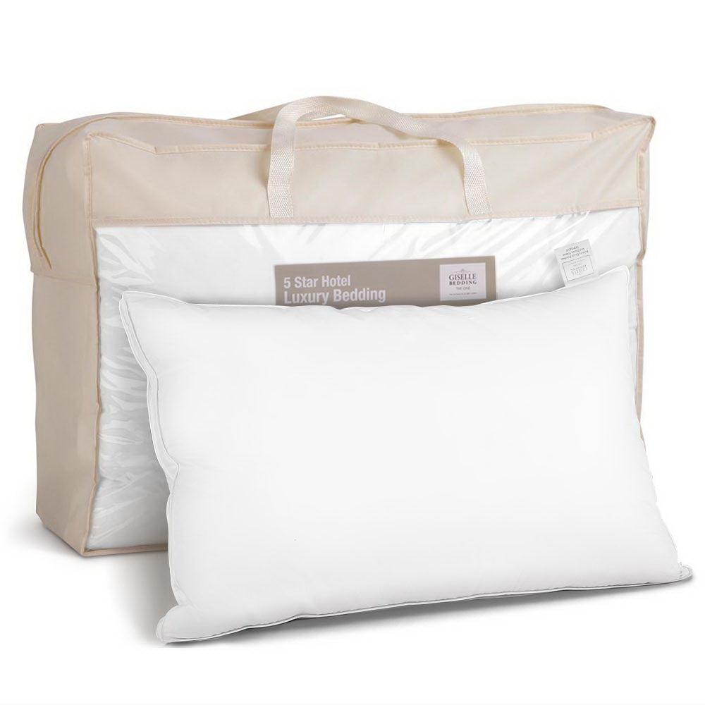 Giselle Twin Pack Duck Feather Down Pillows Luxury White