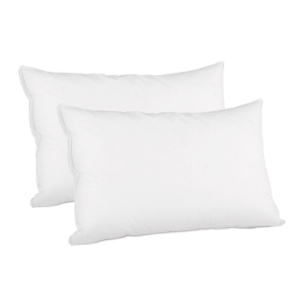 Giselle Twin Pack Duck Feather Down Pillows Luxury White