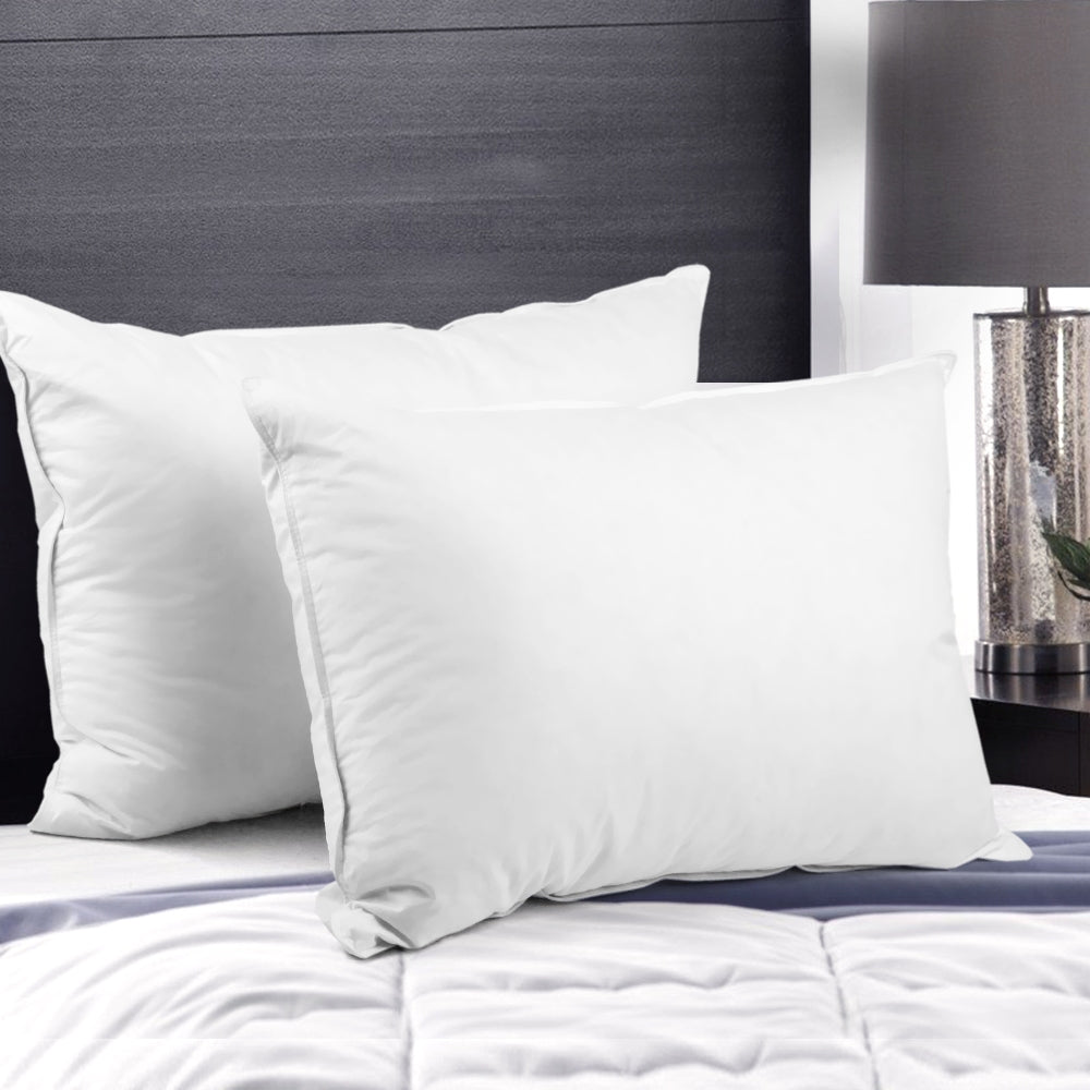 Giselle Twin Pack Duck Feather Down Pillows Hypoallergenic White