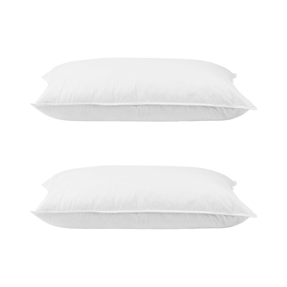 Giselle Twin Pack Duck Feather Down Pillows Hypoallergenic White