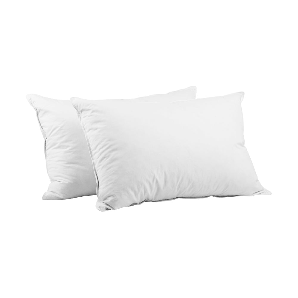 Giselle Twin Pack Duck Feather Down Pillows Hypoallergenic White