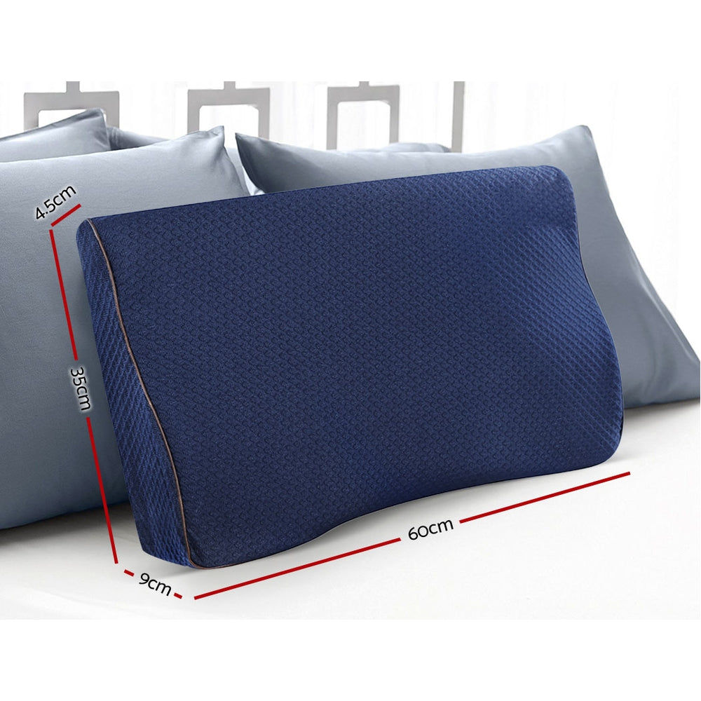 Giselle Bedding Contour Memory Foam Pillow Navy