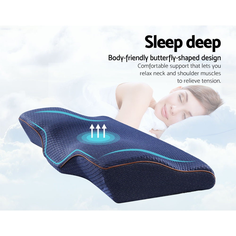 Giselle Bedding Contour Memory Foam Pillow Navy