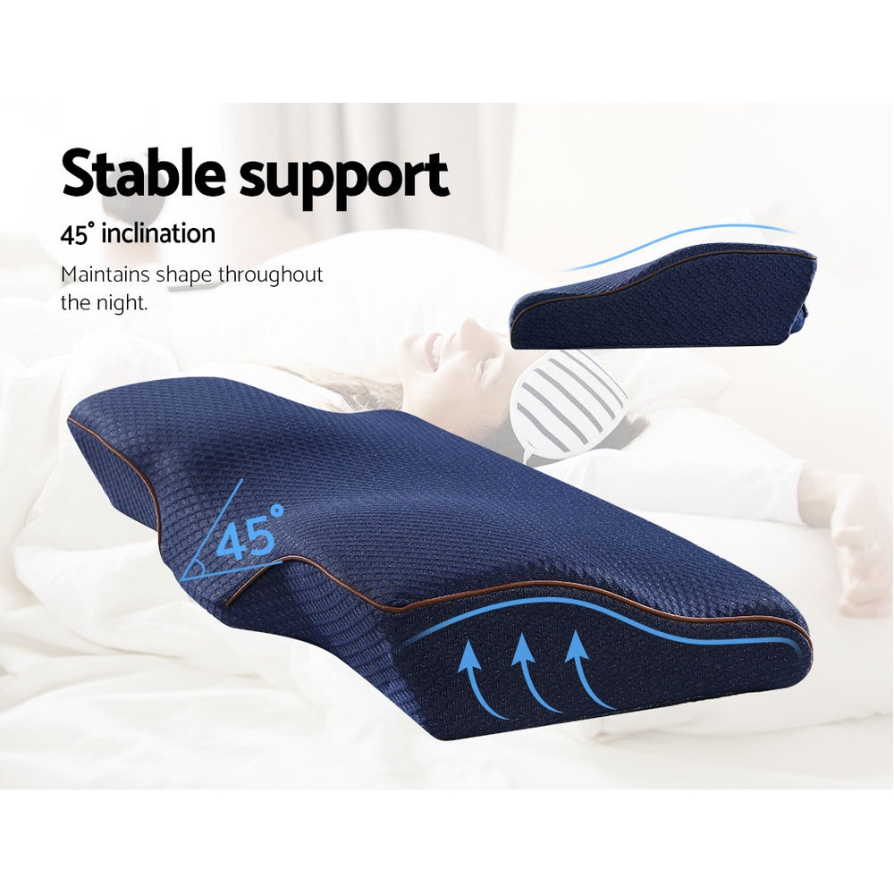Giselle Bedding Contour Memory Foam Pillow Navy
