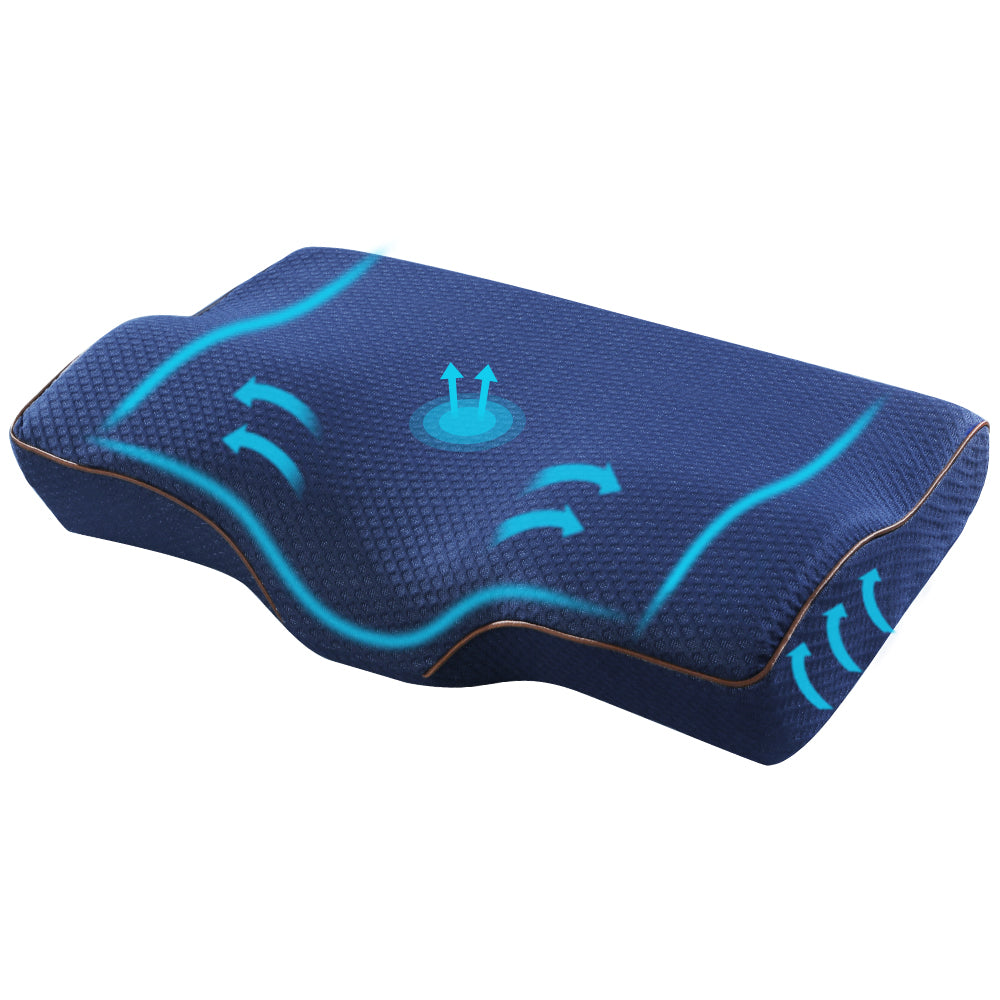 Giselle Bedding Contour Memory Foam Pillow Navy