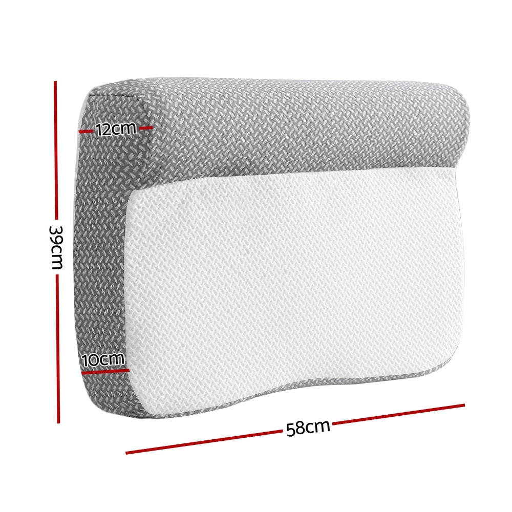 Giselle Memory Foam Contour Pillow Ergonomic White/Grey