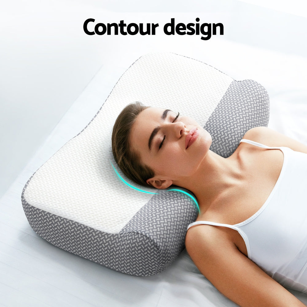 Giselle Memory Foam Contour Pillow Ergonomic White/Grey