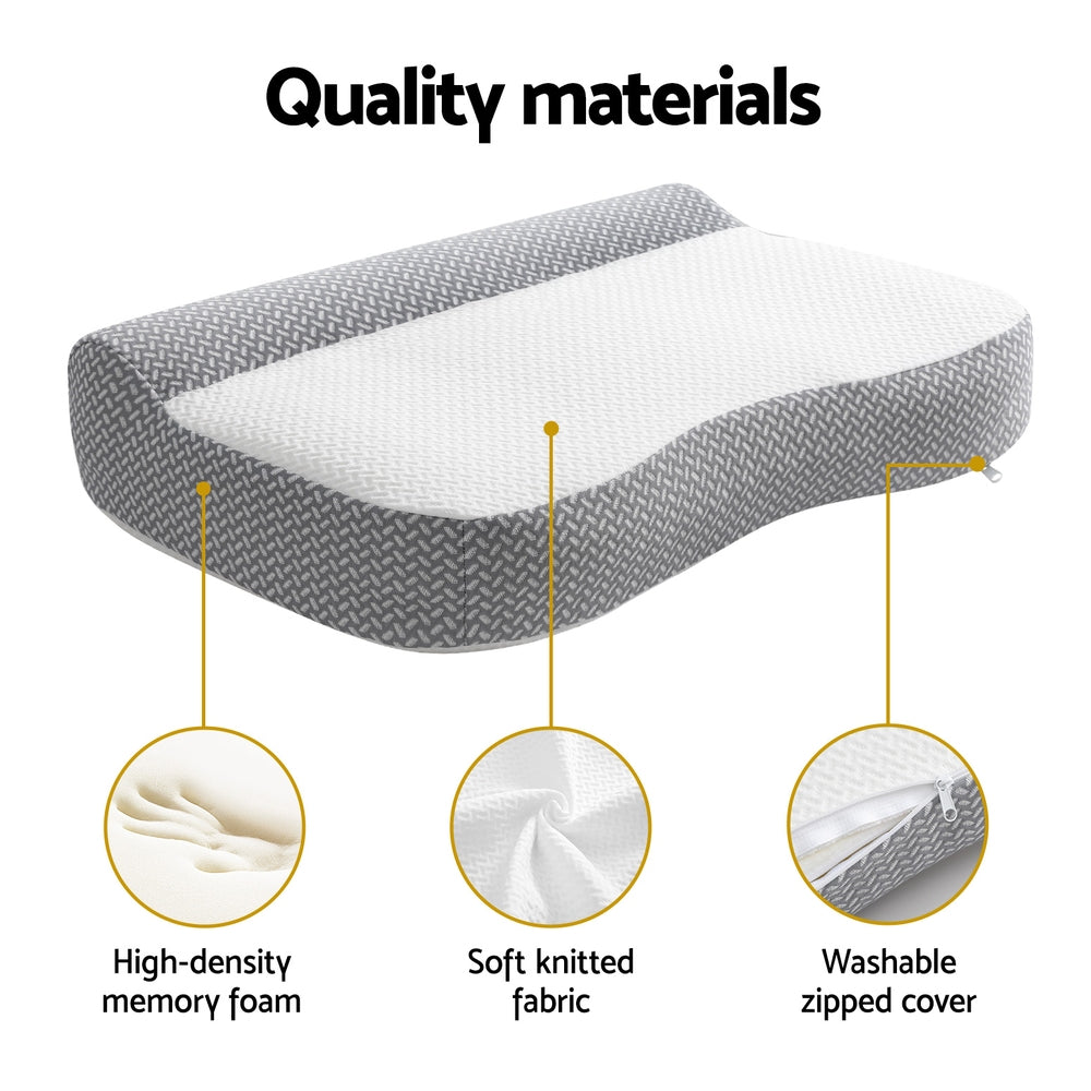 Giselle Memory Foam Contour Pillow Ergonomic White/Grey