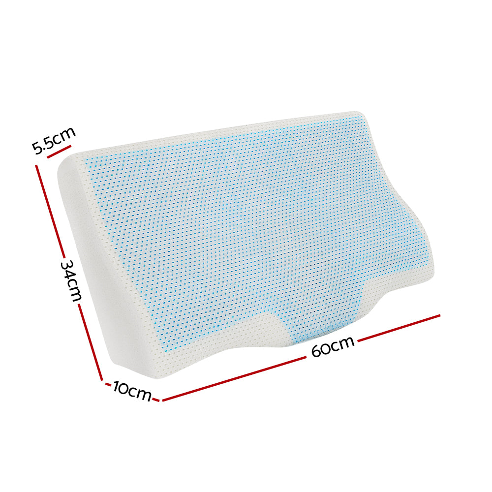 Giselle Memory Foam Contour Pillow Cool Gel Bamboo Cover White