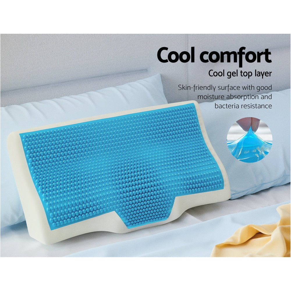 Giselle Memory Foam Contour Pillow Cool Gel Bamboo Cover White