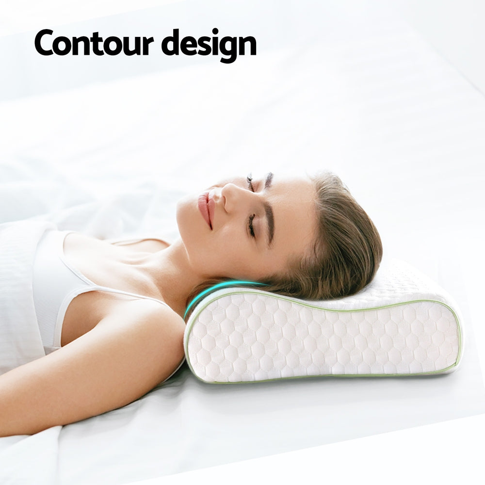 Giselle Contour Memory Foam Pillow Neck Support White