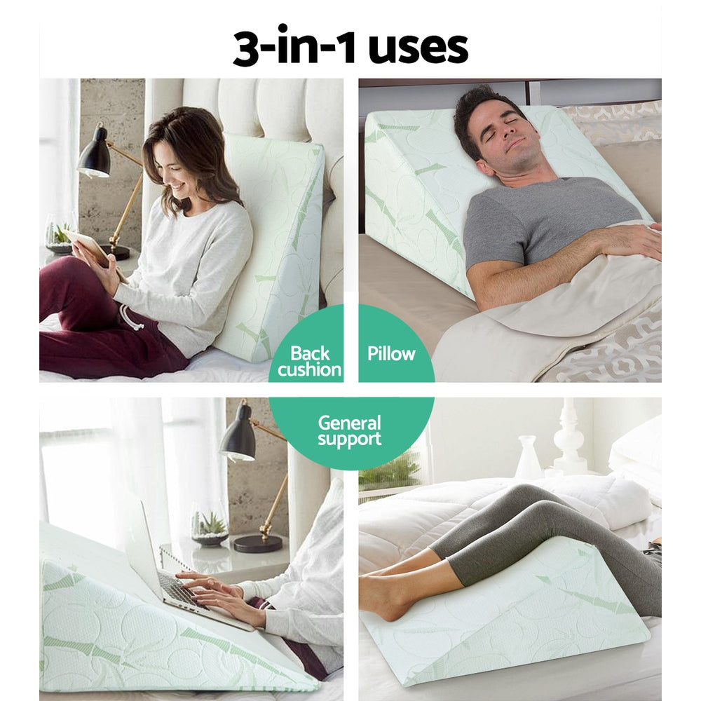 Giselle Twin Pack Wedge Pillows Bamboo Cover Memory Foam