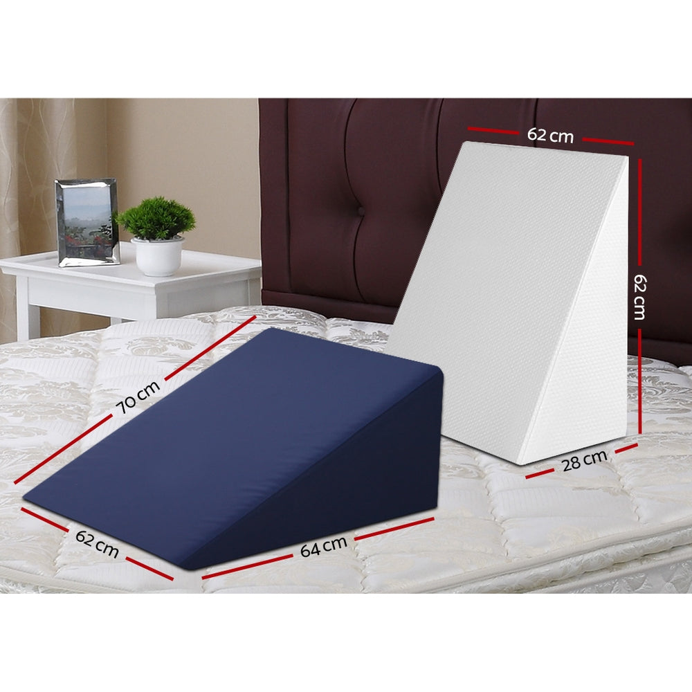 Giselle Bedding Wedge Pillow Memory Foam White & Blue