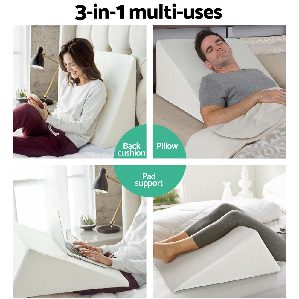 Giselle Twin Pack Wedge Pillow Cool Gel Memory Foam White
