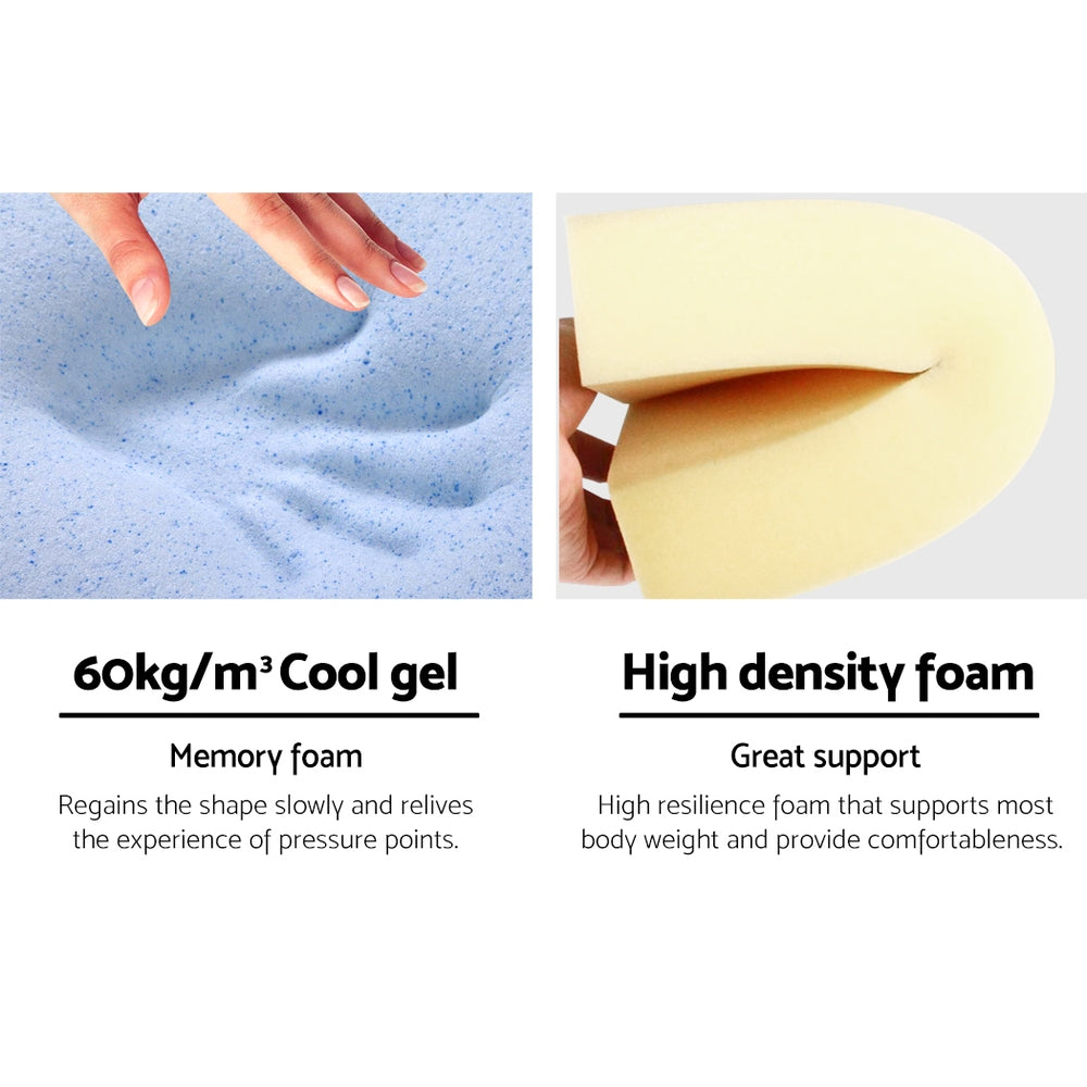 Giselle Twin Pack Wedge Pillow Cool Gel Memory Foam Blue