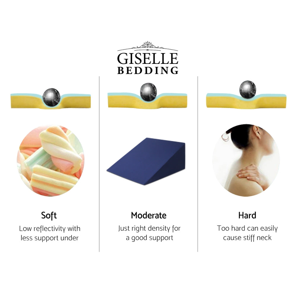 Giselle Twin Pack Wedge Pillow Cool Gel Memory Foam Blue