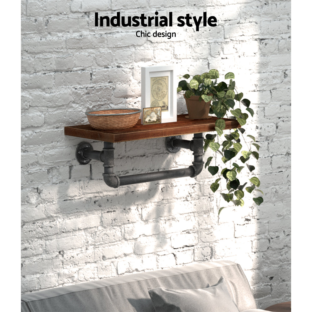 IVES Floating DIY Pipe Shelf Industrial Timber Metal