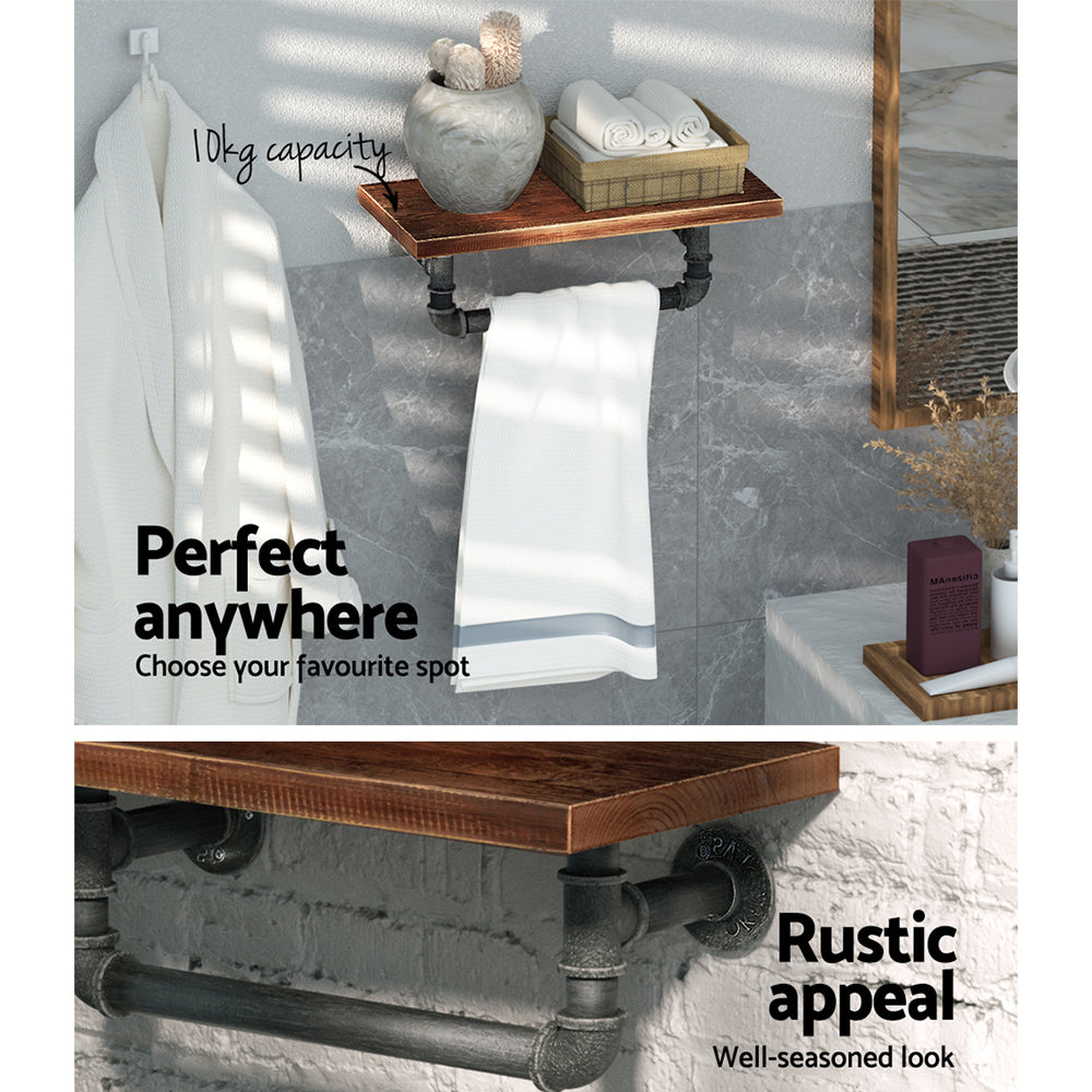 IVES Floating DIY Pipe Shelf Industrial Timber Metal
