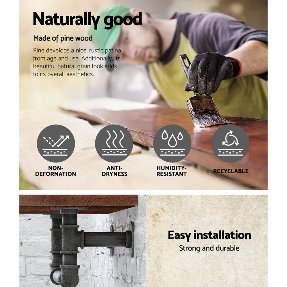 IVES Floating DIY Pipe Shelf Industrial Timber Metal