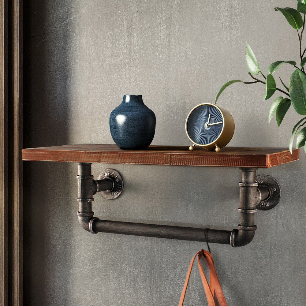 IVES Floating DIY Pipe Shelf Industrial Timber Metal