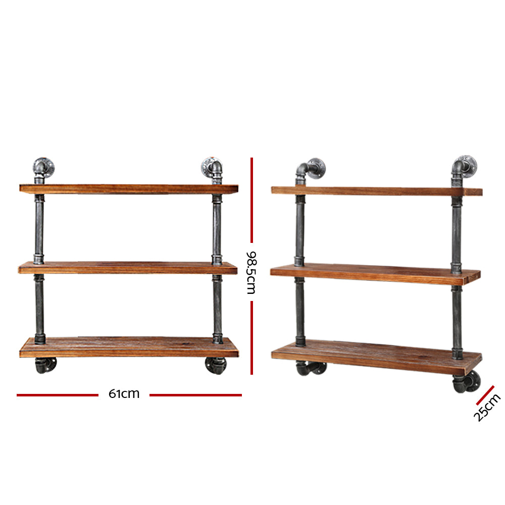 IRMA 3-Tier DIY Pipe Shelf Rustic Industrial Wall Bookshelf