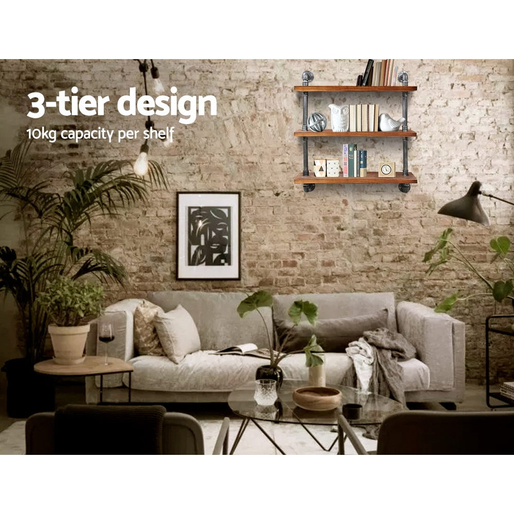 IRMA 3-Tier DIY Pipe Shelf Rustic Industrial Wall Bookshelf