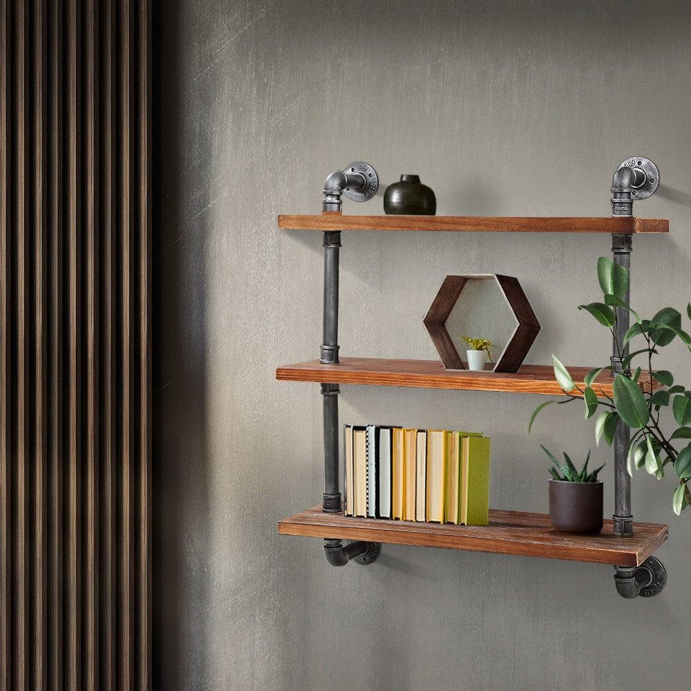IRMA 3-Tier DIY Pipe Shelf Rustic Industrial Wall Bookshelf