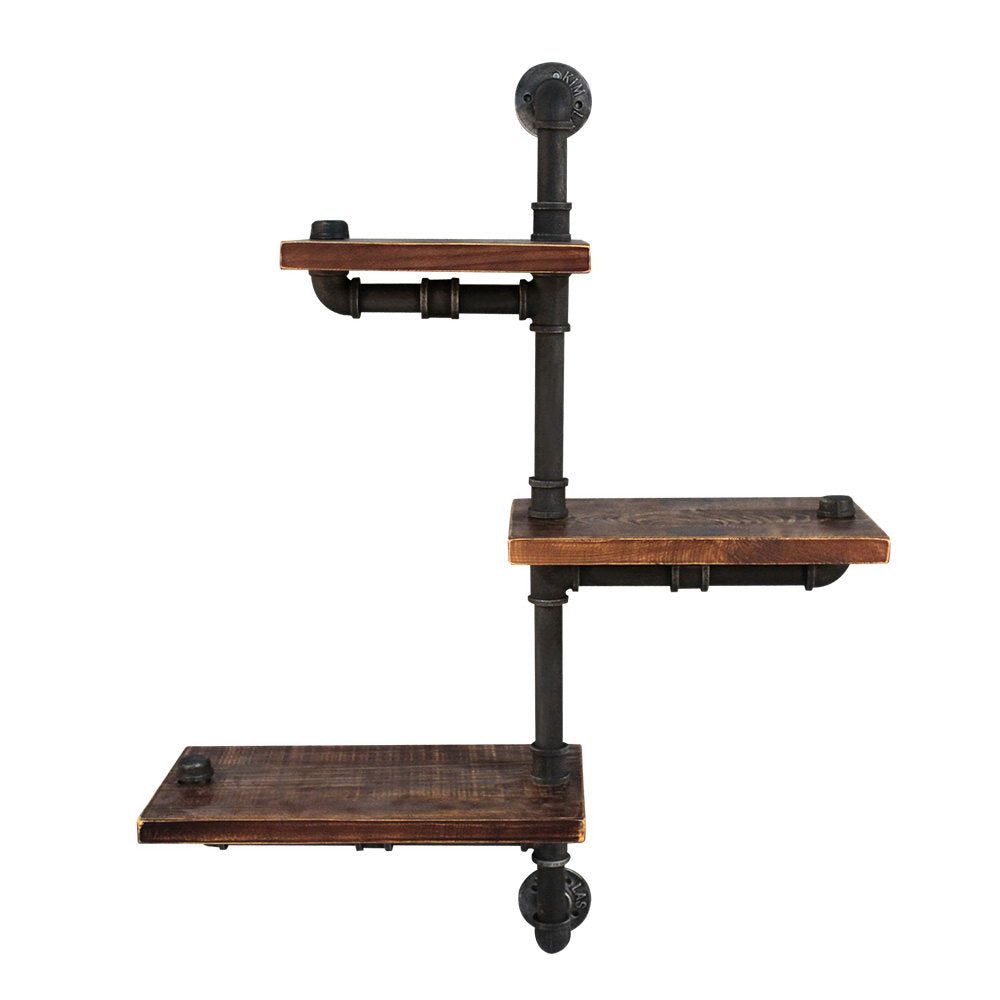 IVAN 3-Tier Floating Pipe Shelf DIY Industrial Timber