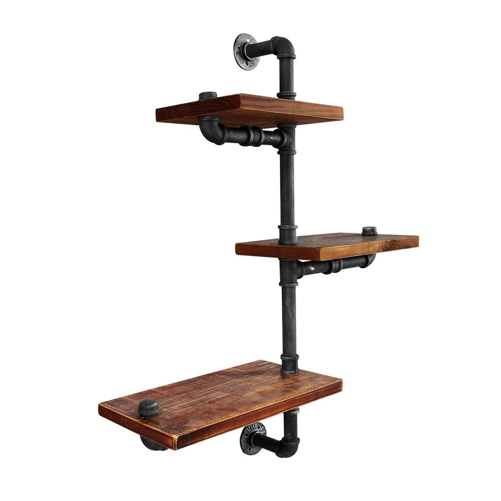 IVAN 3-Tier Floating Pipe Shelf DIY Industrial Timber