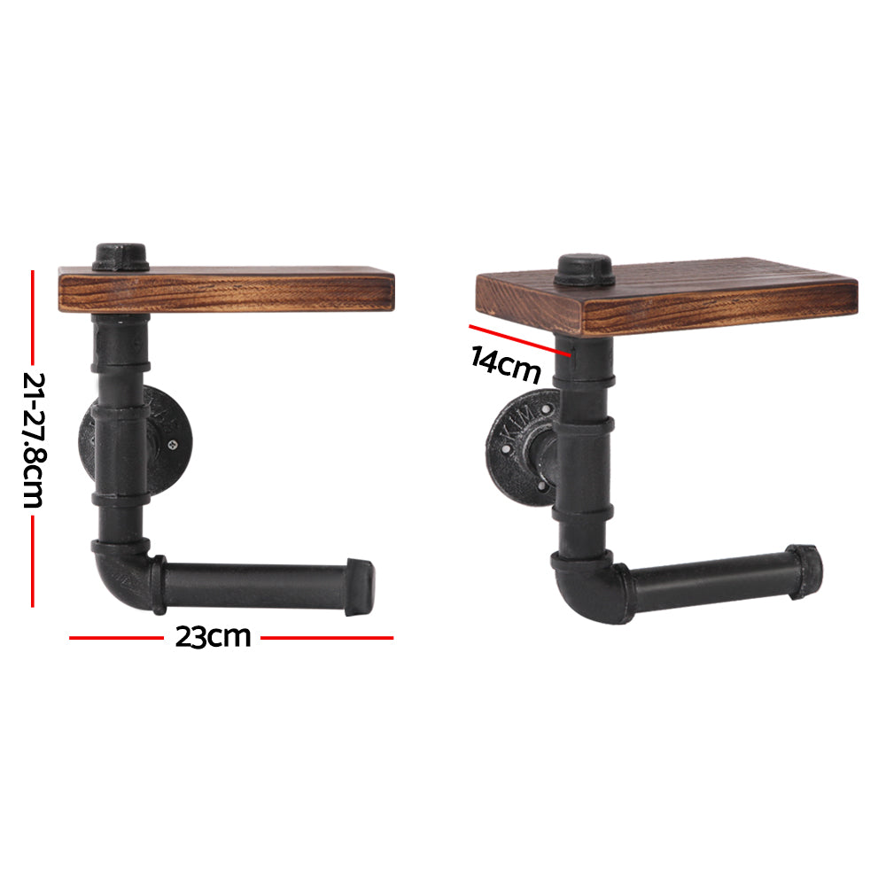 DIY Pipe Shelf Toilet Paper Holder Rustic Industrial Adjustable