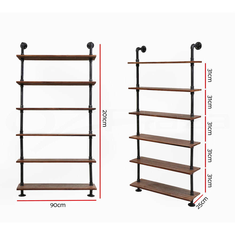 IRA 6-Tier Floating Pipe Shelf DIY Rustic Industrial