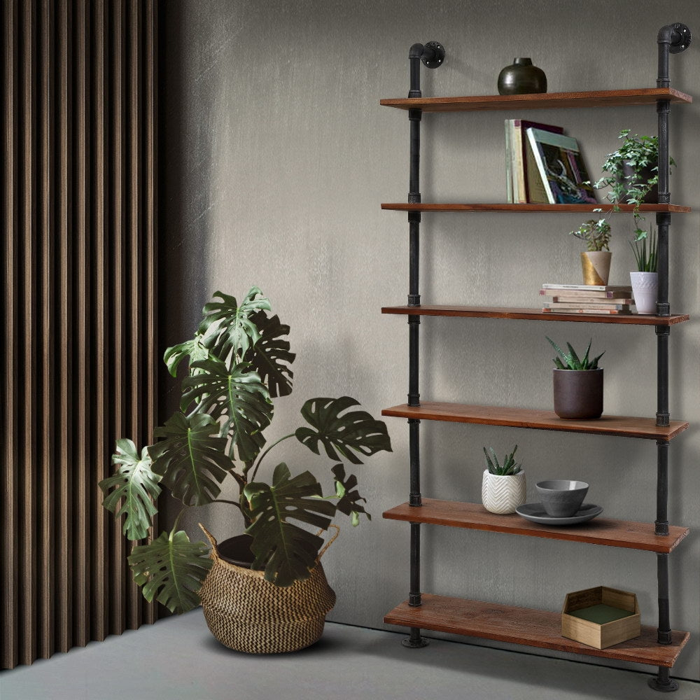 IRA 6-Tier Floating Pipe Shelf DIY Rustic Industrial