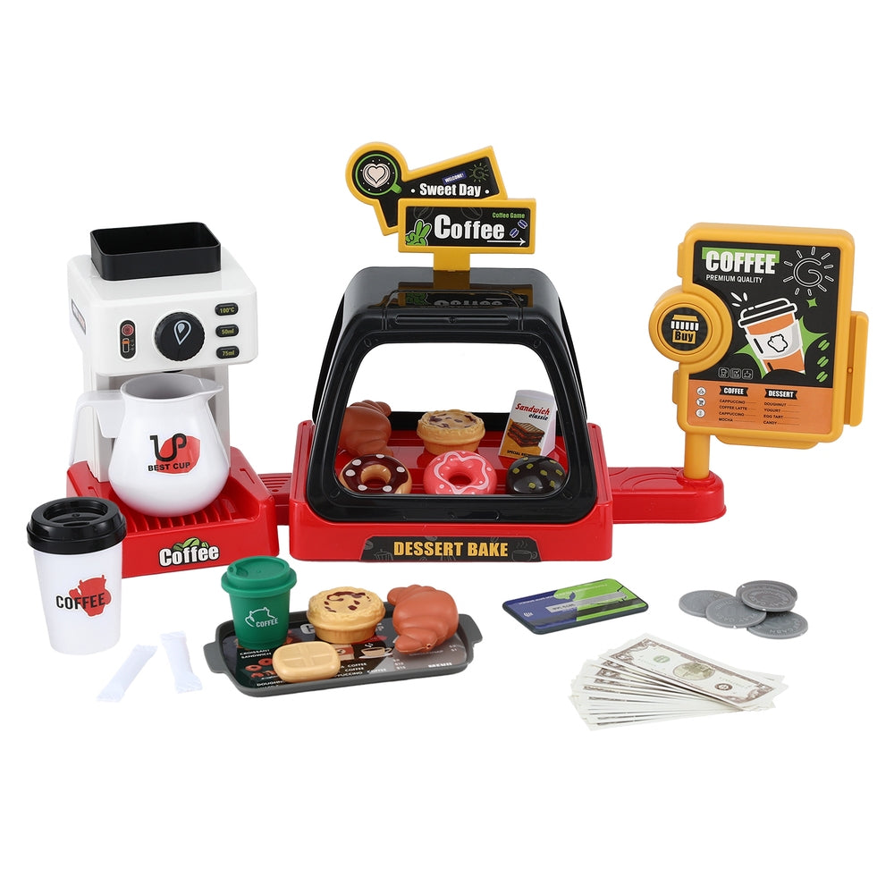 Keezi Kids Pretend Play Coffee Shop Set with Coffee Machine