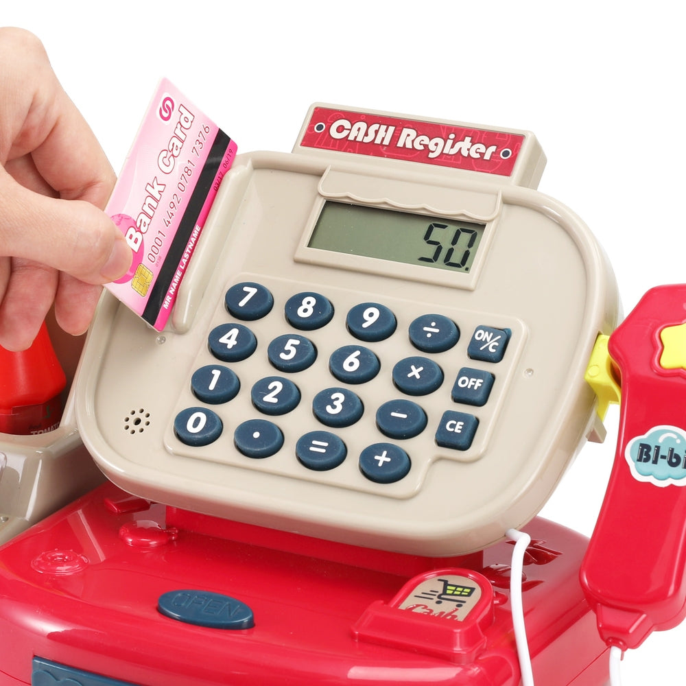 Keezi Kids Cash Register Calculator Pretend Play Shops Money Checkout Toys Set