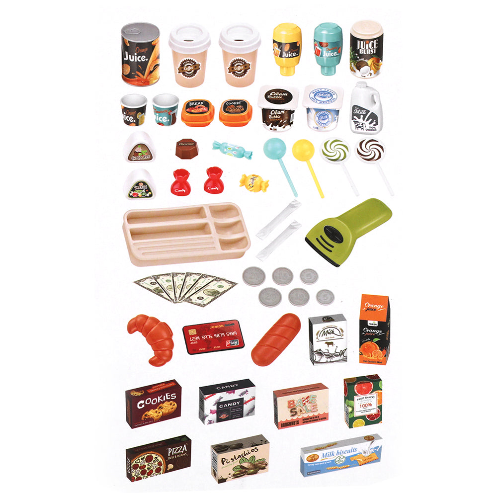 Keezi 52-Piece Kids Supermarket Playset Cash Register Brown