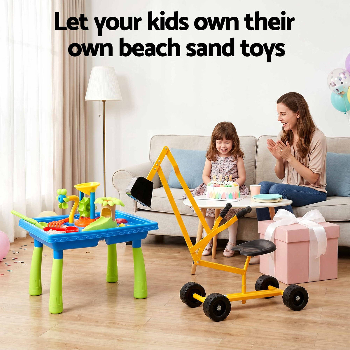 Keezi Ride On Digger with Sand and Water Table Set
