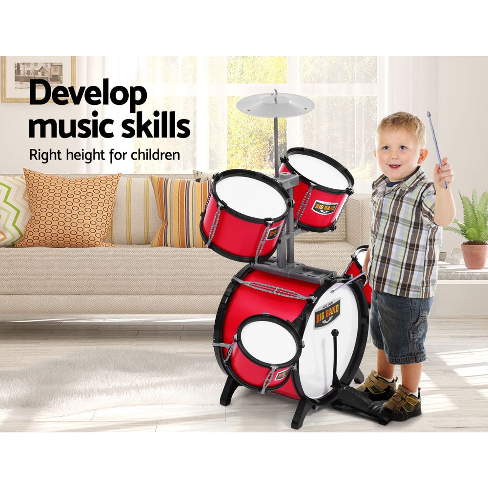 Keezi 7-Piece Junior Drum Kit Red