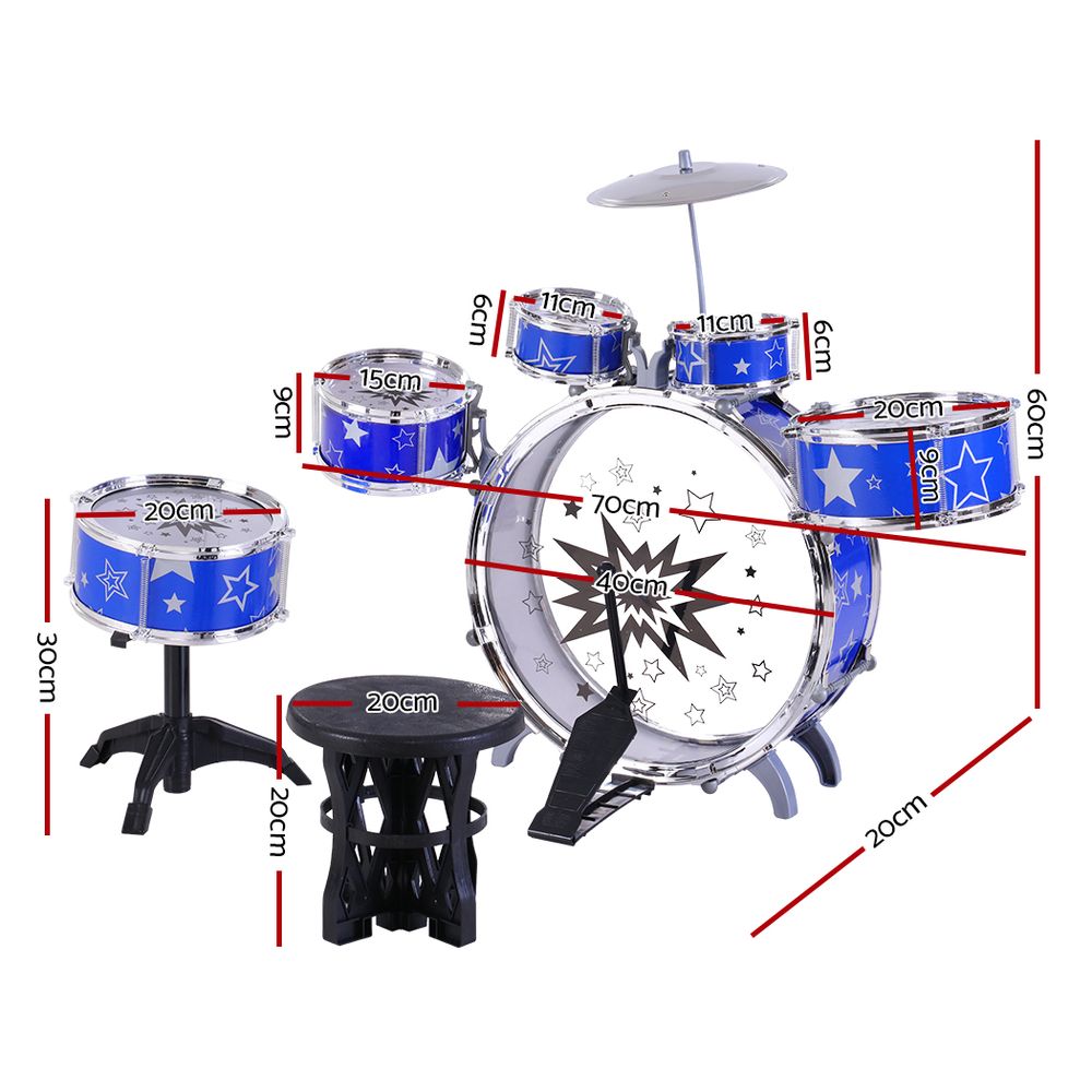 Keezi 8-Piece Kids Drum Set Blue