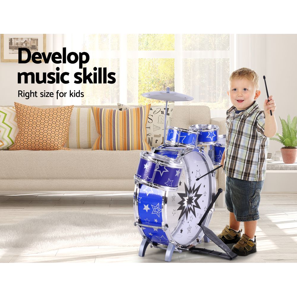 Keezi 8-Piece Kids Drum Set Blue