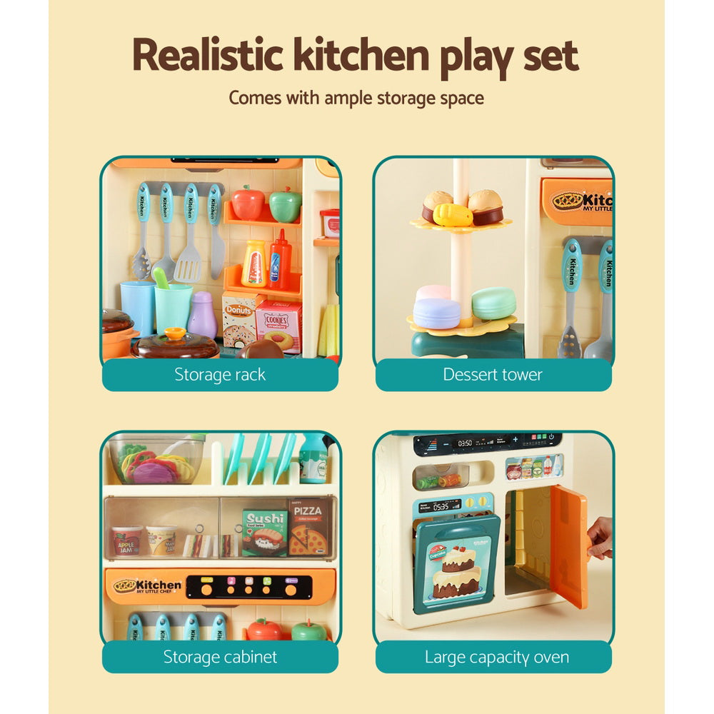 Keezi Kids Kitchen Play Set Cooking Sound Steam Light Multicoloured
